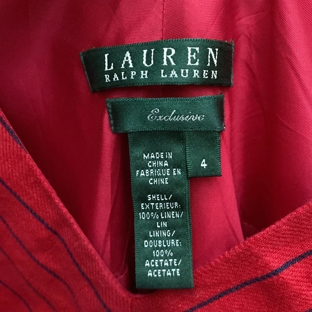Ralph Lauren Black Label Exclusive Linen Nautical Red & Navy Stripe Midi dress 4 - Picture 7 of 14